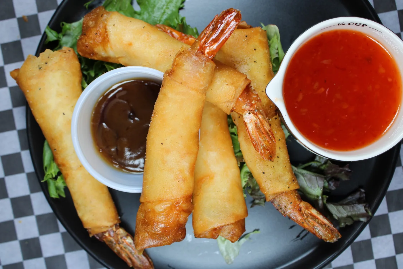 Honey-Fire Shrimp Wraps at Blazin’ Soy
