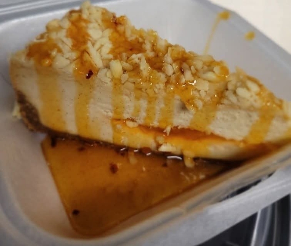 Peach Hot Honey Cheesecake at Blazin’ Soy