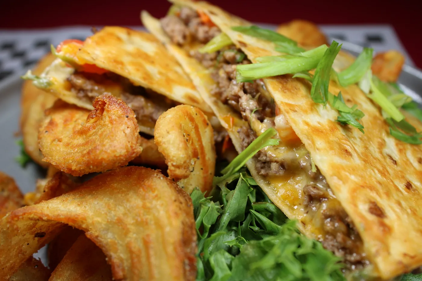 Quesadilla Burger at Blazin’ Soy