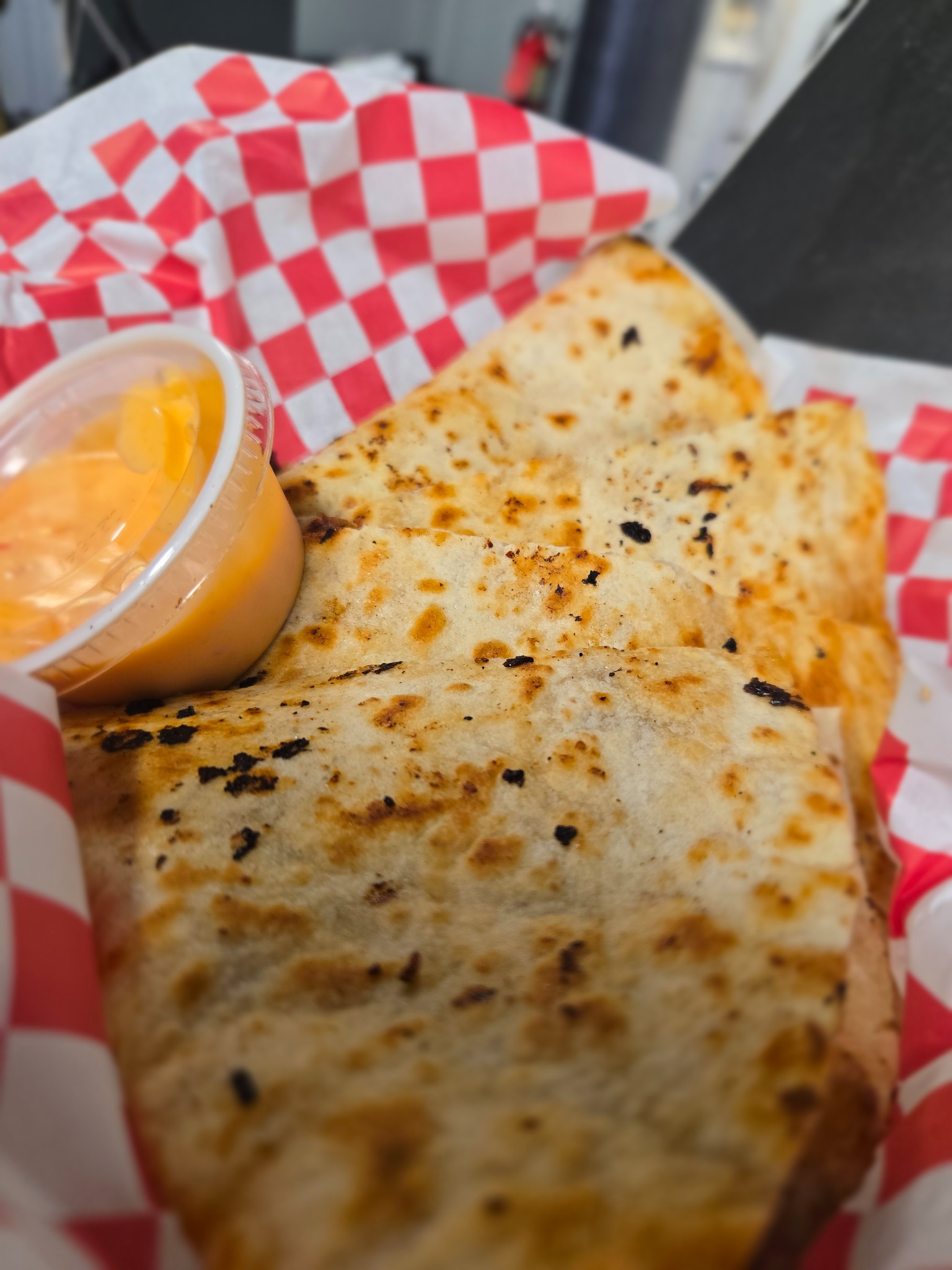 Shrimp Quesadilla at Blazin’ Soy