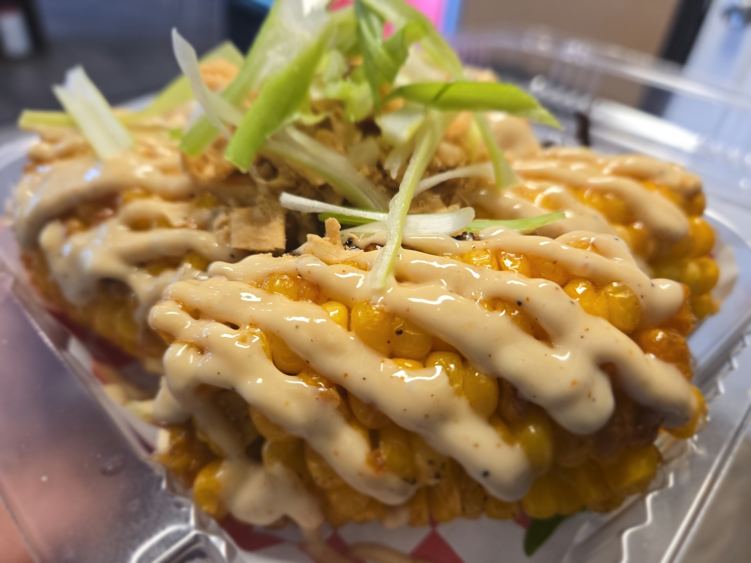 Blazin' Soy fusion street corn with creamy sauce